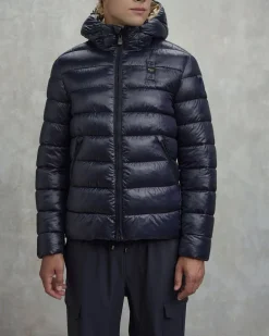 Piumino Adams Blauer blu con cappuccio e imbottito in ovatta Sorona® Aura