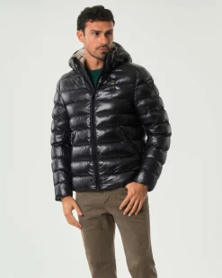 Piumino Adams Blauer nero con cappuccio e imbottito in ovatta Sorona® Aura