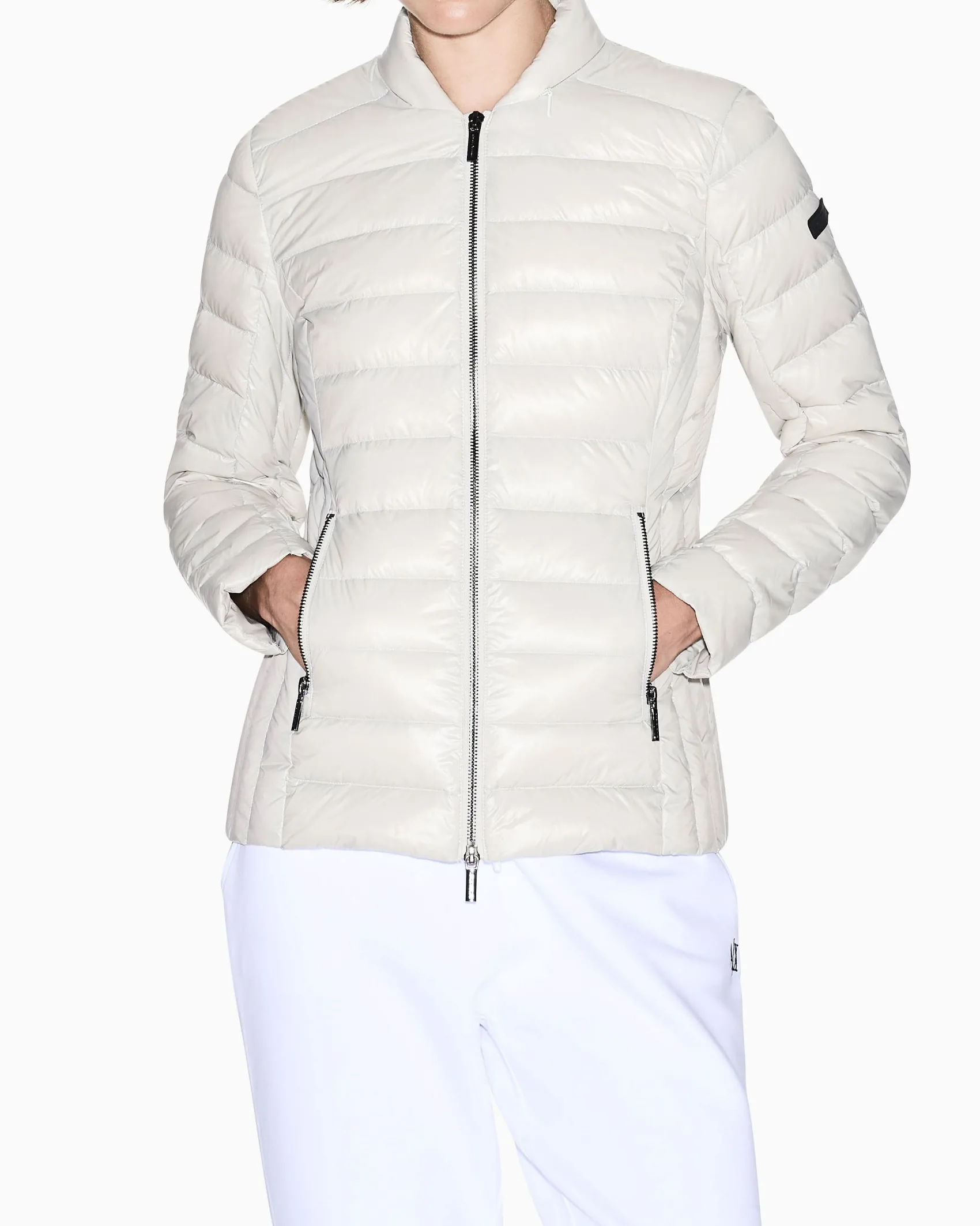 Piumino Armani Exchange beige con imbottitura in piumino d'anatra bianca