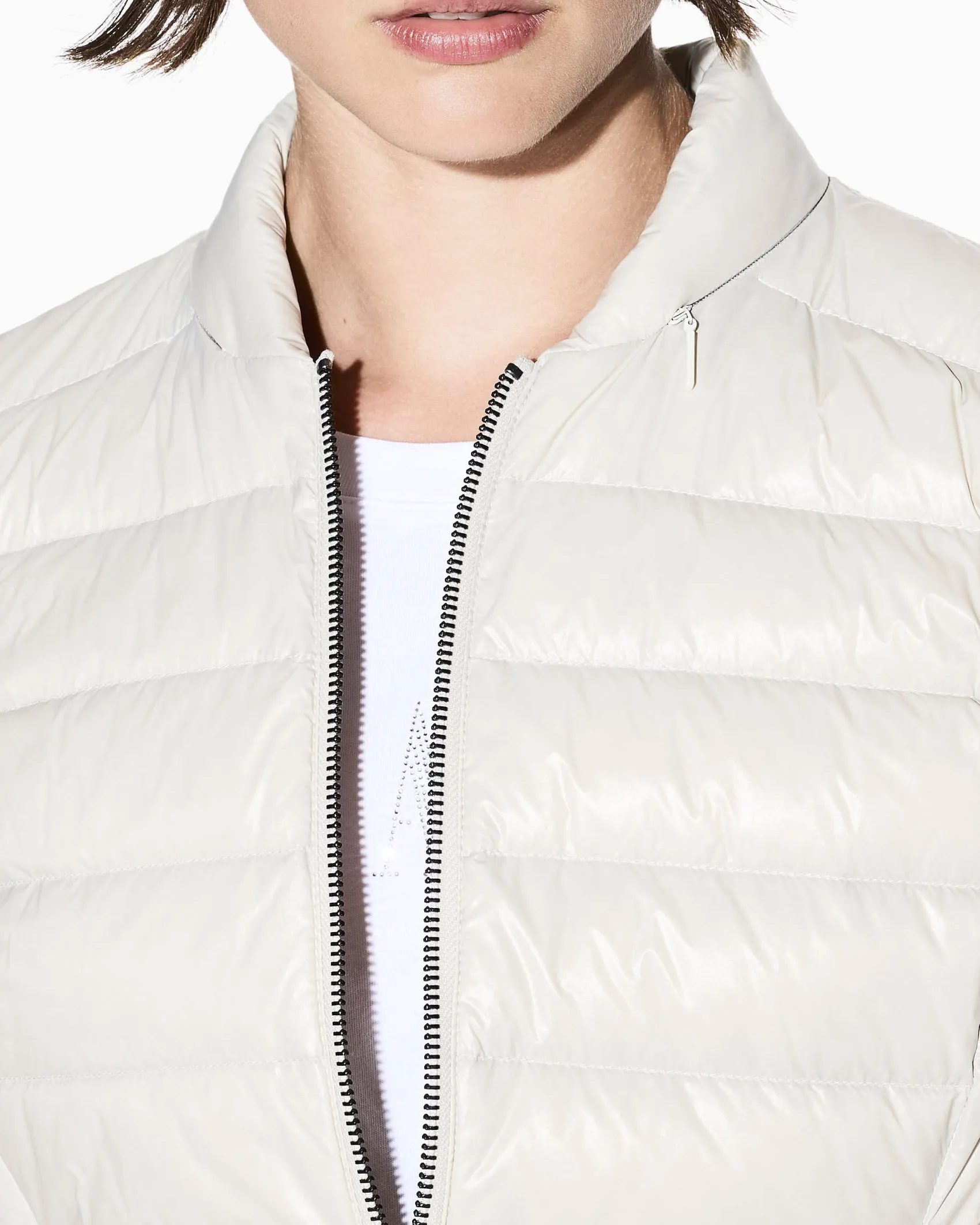 Piumino Armani Exchange beige con imbottitura in piumino d'anatra bianca