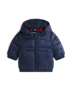 Piumino blu Tommy Hilfiger trapuntato con cappuccio