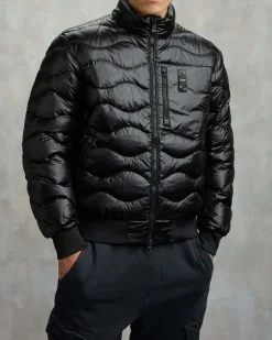 Piumino bomber Daniel Blauer nero con trapuntatura ad onde