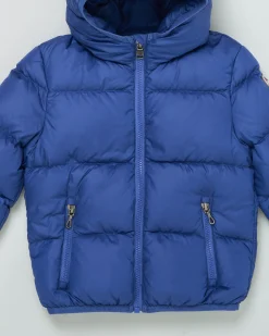Piumino Colmar blu royal con cappuccio fisso in nylon trapuntato imbottito in piuma