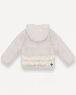 Piumino Colmar in nylon avorio imbottito con cappuccio e pelliccia