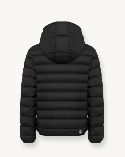 Piumino Colmar nero con cappuccio fisso in nylon opaco