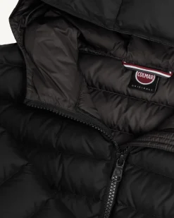 Piumino Colmar nero con cappuccio fisso in nylon opaco