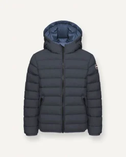 Piumino Colmar Originals blu con cappuccio fisso ed interno avio