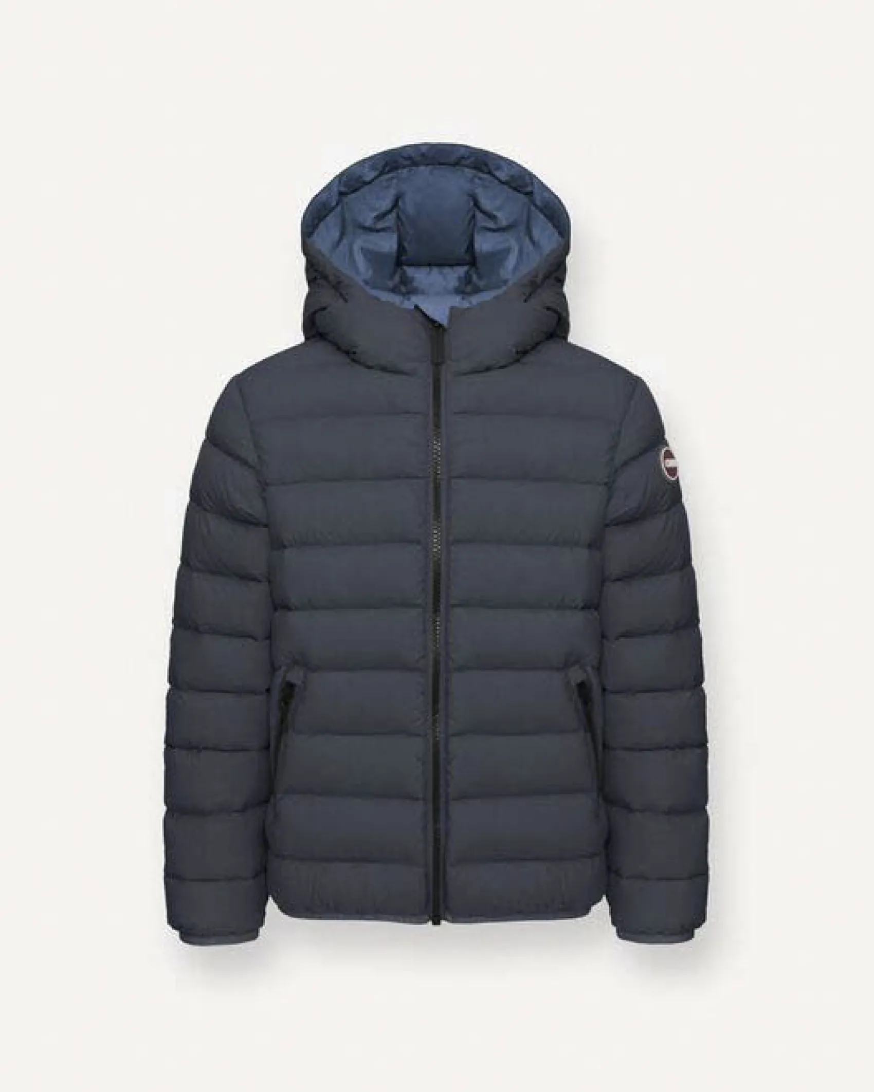 Piumino Colmar Originals blu con cappuccio fisso ed interno avio