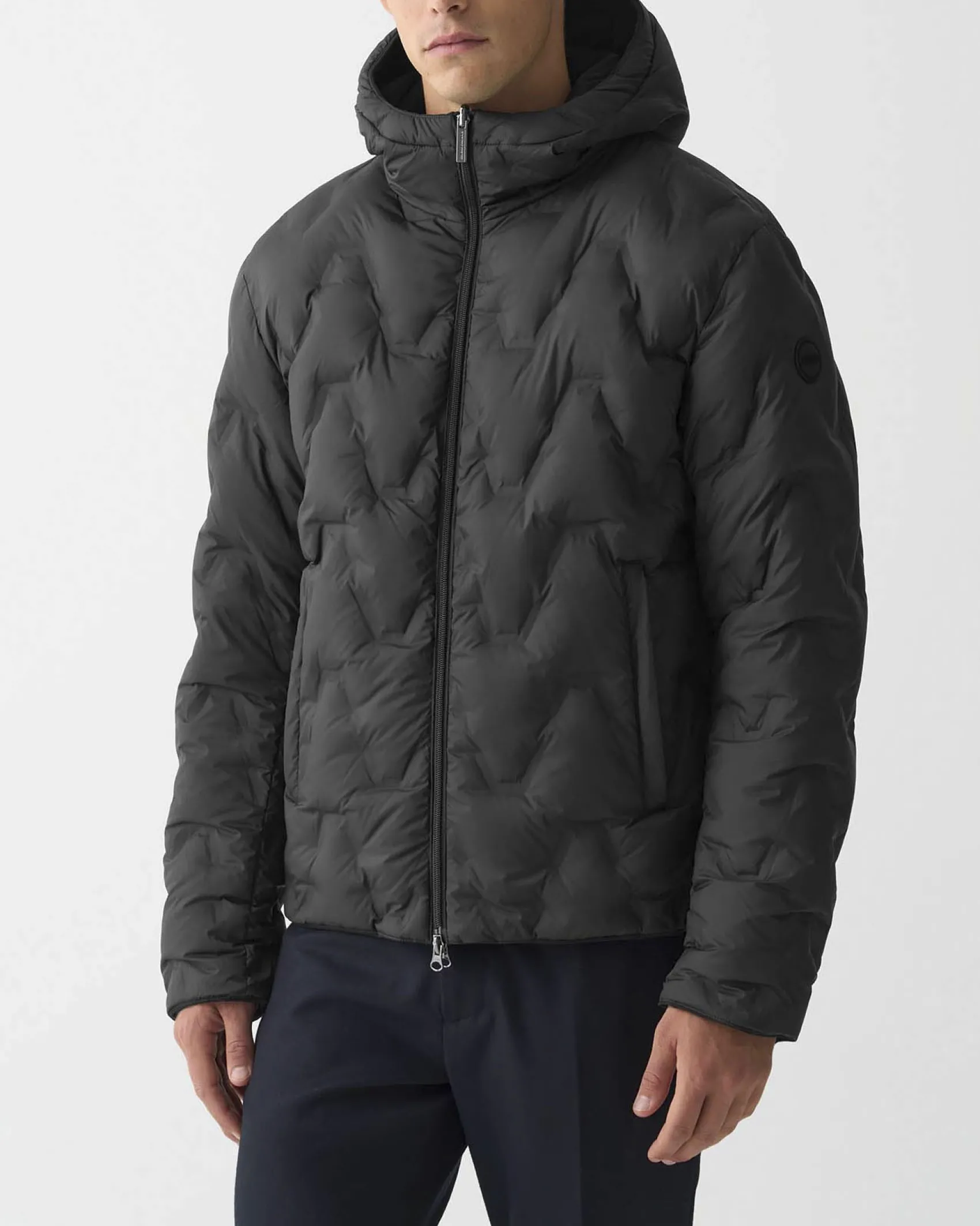 Piumino Colmar Originals nero con cappuccio in nylon opaco a trapuntatura laserata effetto spinato reversibile in parte liscia