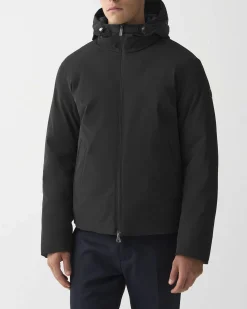 Piumino Colmar Originals nero con cappuccio in nylon opaco a trapuntatura laserata effetto spinato reversibile in parte liscia