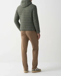 Piumino con cappuccio Colmar Originals verde militare in nylon crinkle imbottito in piuma