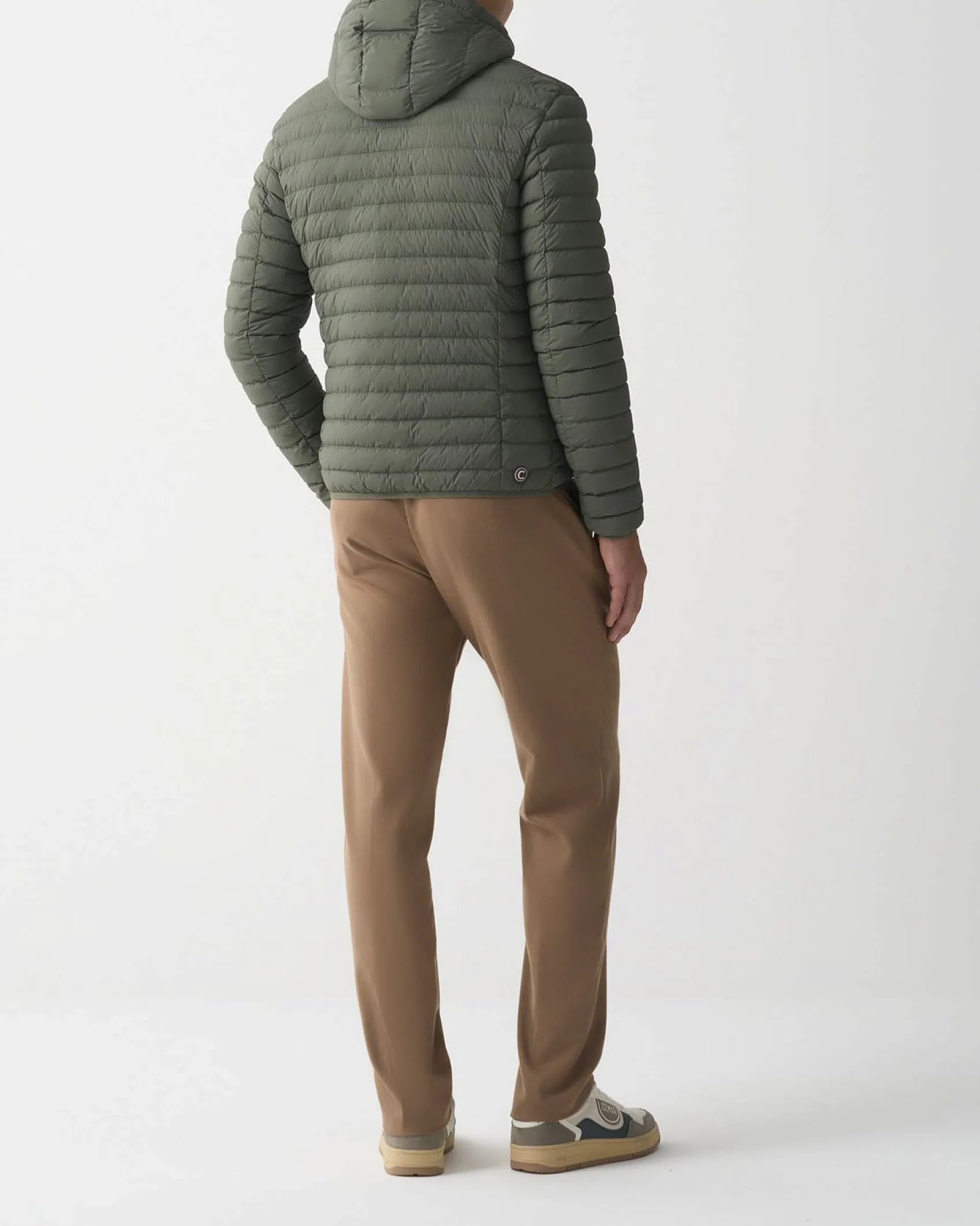 Piumino con cappuccio Colmar Originals verde militare in nylon crinkle imbottito in piuma