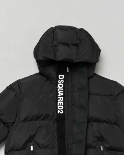 Piumino Dsquared2 nero in nylon opaco con cappuccio