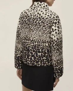 Piumino Emme Marella a fantasia animalier reversibile nel color cammello con colletto in piedi