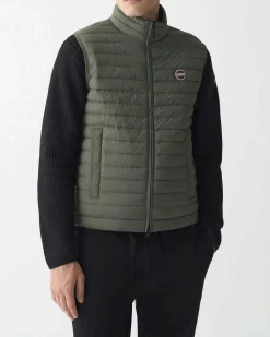 Piumino gilet Colmar Originals verde militare in nylon crinkle imbottito in piuma