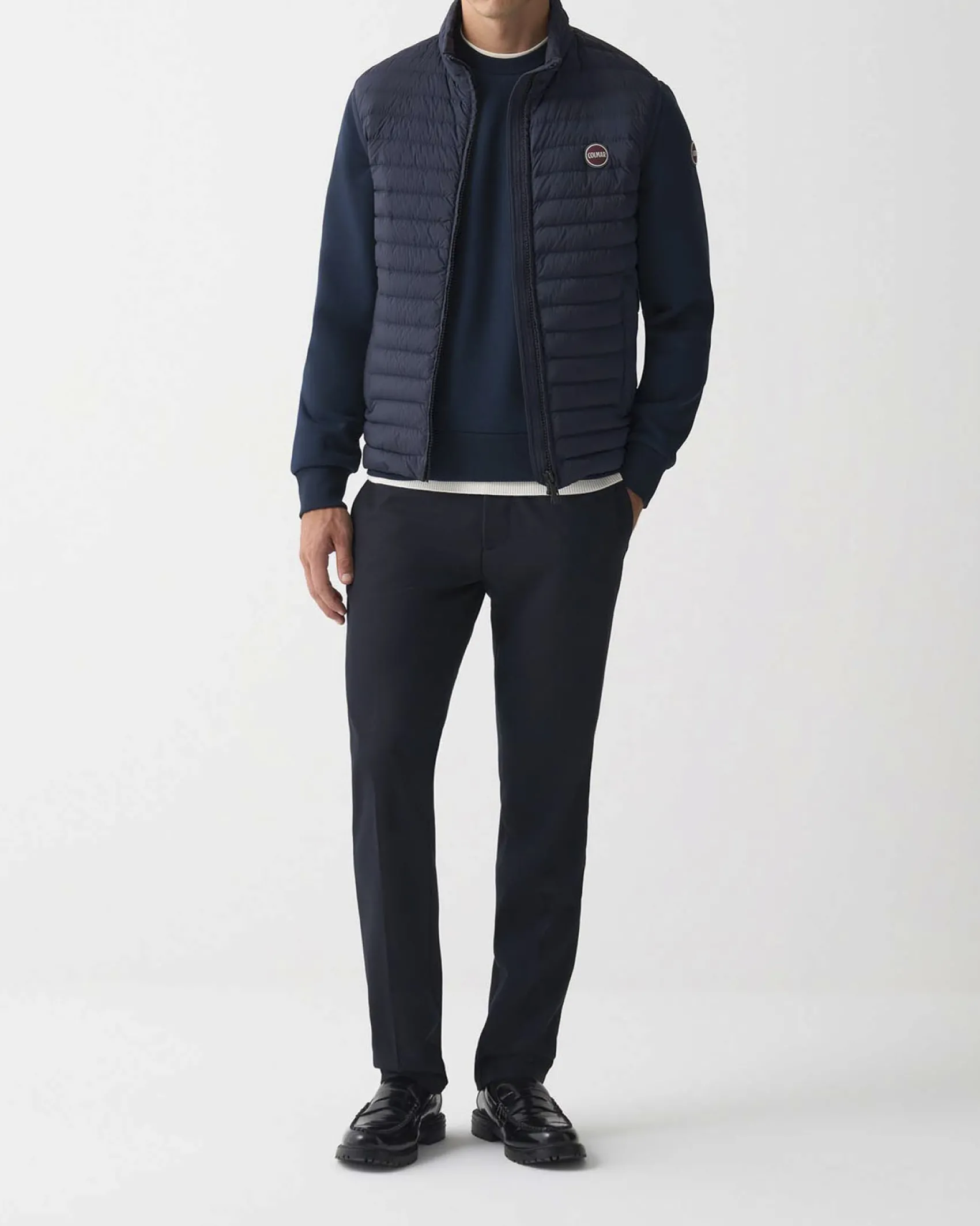 Piumino gilet Colmar Originals blu in nylon crinkle imbottito in piuma