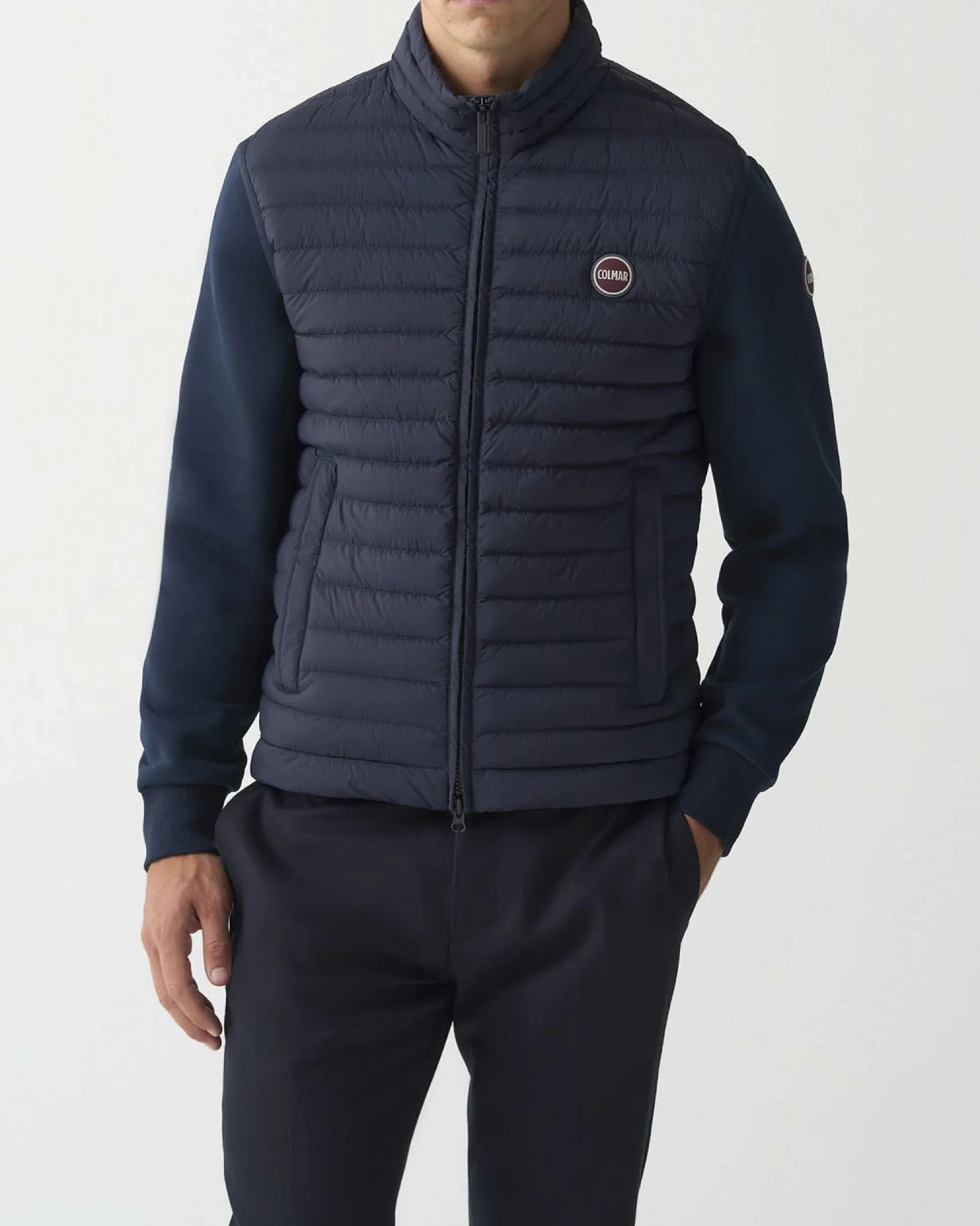 Piumino gilet Colmar Originals blu in nylon crinkle imbottito in piuma