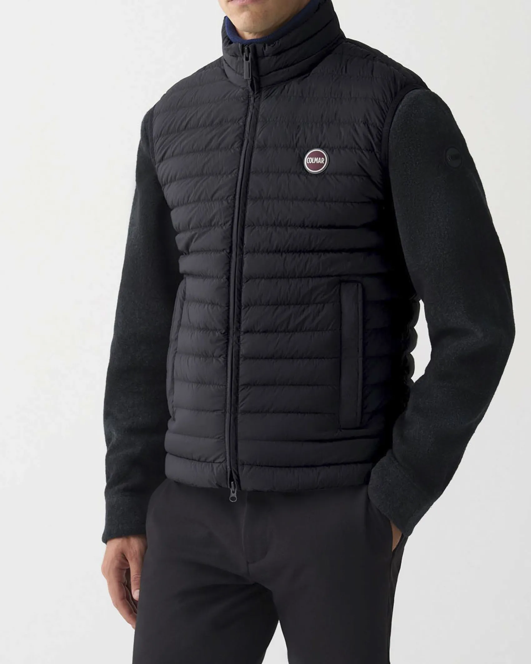 Piumino gilet Colmar Originals nero in nylon crinkle imbottito in piuma