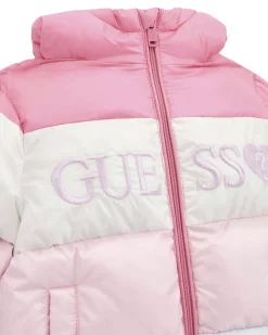 Piumino Guess a righe colori pastello con cappuccio