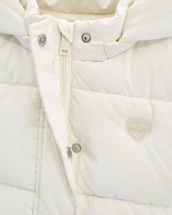 Piumino Guess color latte effetto lurex trapuntato con cappuccio