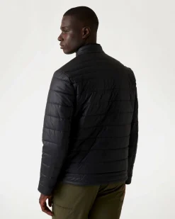Piumino Guess nero in similpelle con logo in rilievo
