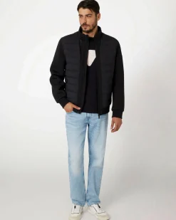 Piumino Guess nero senza cappuccio in tessuto tecnico elasticizzato