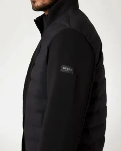 Piumino Guess nero senza cappuccio in tessuto tecnico elasticizzato