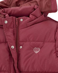 Piumino Guess rossa in nylon effetto lurex con cappuccio