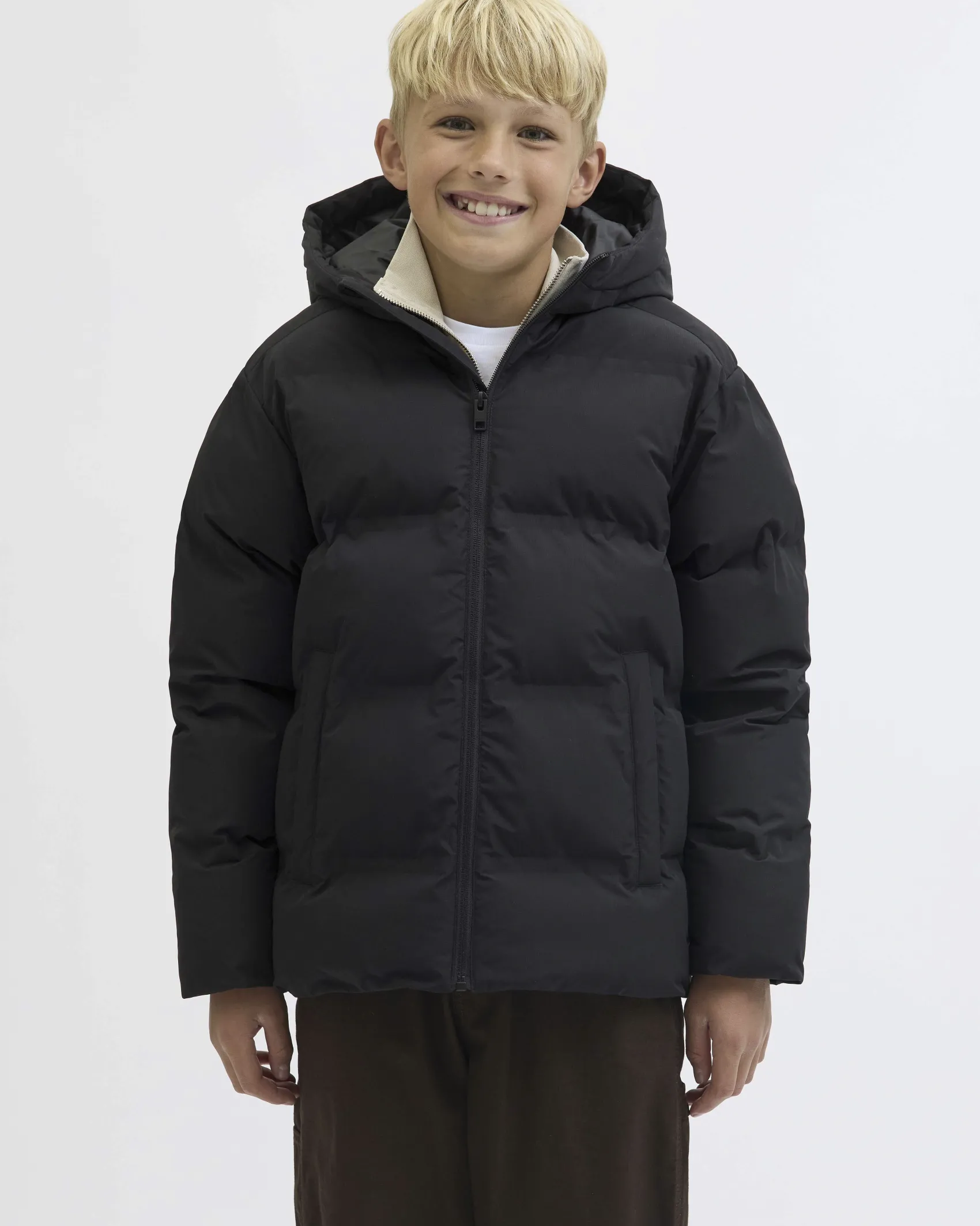 Piumino Jack & Jones nero trapuntato con cappuccio
