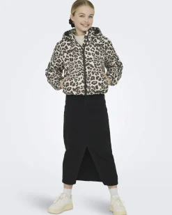 Piumino Kids Only beige e nero maculato con cappuccio