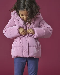 Piumino Kids Only rosa laccato con cappuccio e cintura