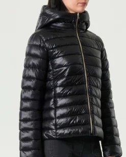 Piumino nero Emme Marella in tessuto tecnico downproof antigoccia con cappuccio