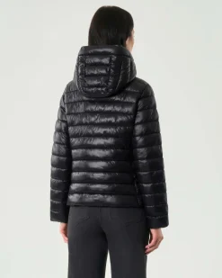 Piumino nero Emme Marella in tessuto tecnico downproof antigoccia con cappuccio