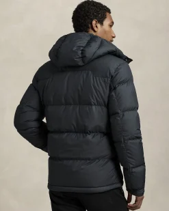 Piumino Polo Ralph Lauren nero in nylon opaco con cappuccio staccabile