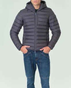 Piumino Save the duck grigio antracite opaco imbottito in Plumtech® con cappuccio fisso
