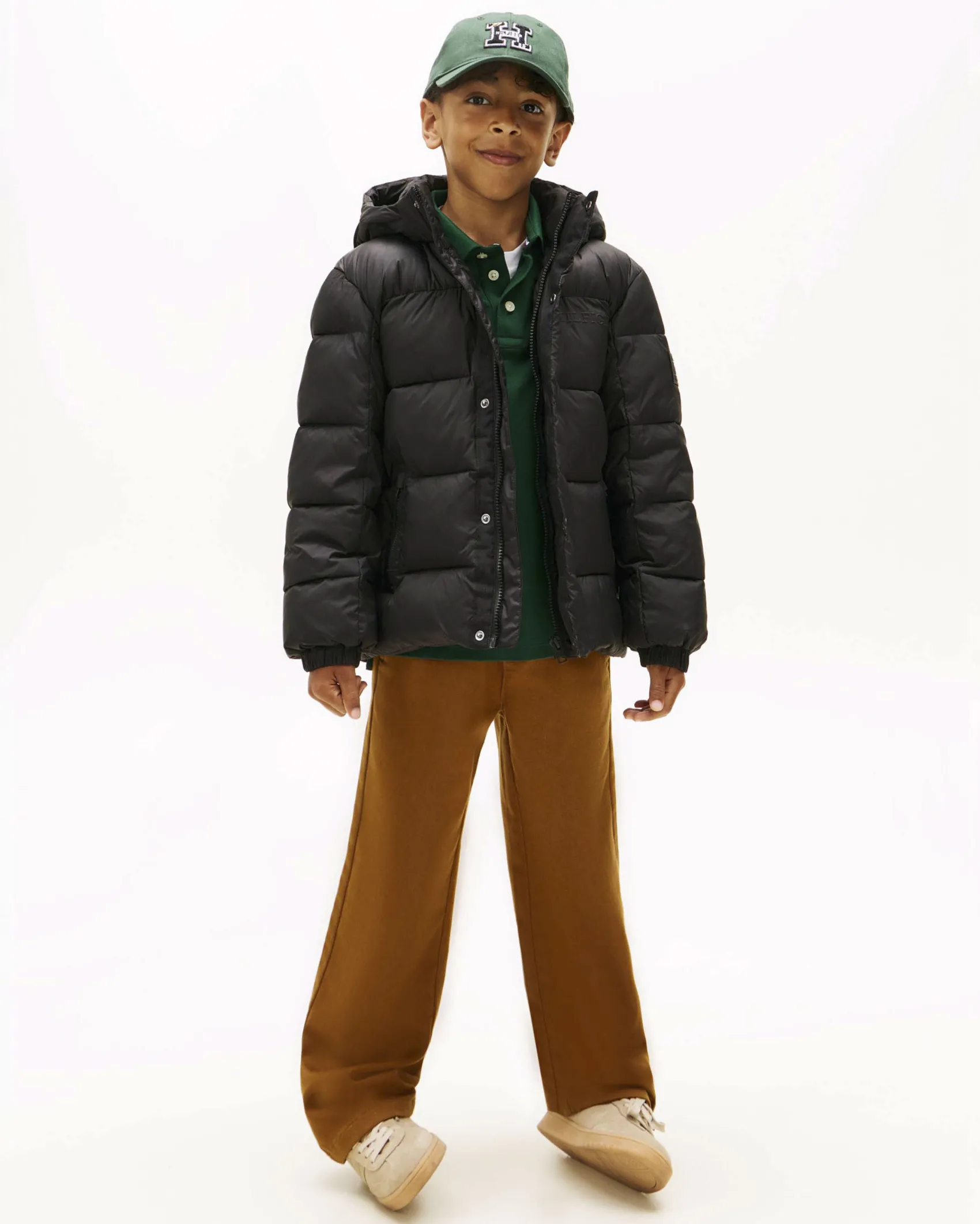 Piumino Tommy Hilfiger in nylon nero con cappuccio