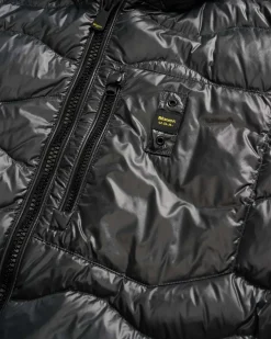 Piumino Wave Blauer grigio antracite con cappuccio fisso e trapuntatura ad onde