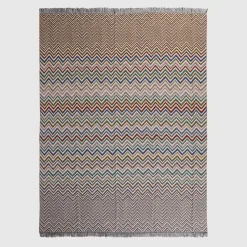 Plaids Antwan in misto lana beige a fantasia chevron multicolor