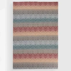 Plaids Marea in misto lana a fantasia rigata multicolor e motivo chevron bianco