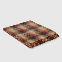 Plaids Montgomery in misto lana a fantasia chevron sfumato nei toni del bruciato