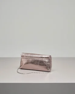 Pochette a busta in ecopelle color rosa effetto laminato