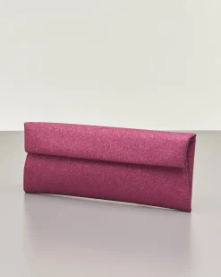 Pochette a busta in ecopelle color rosa fragola in lurex