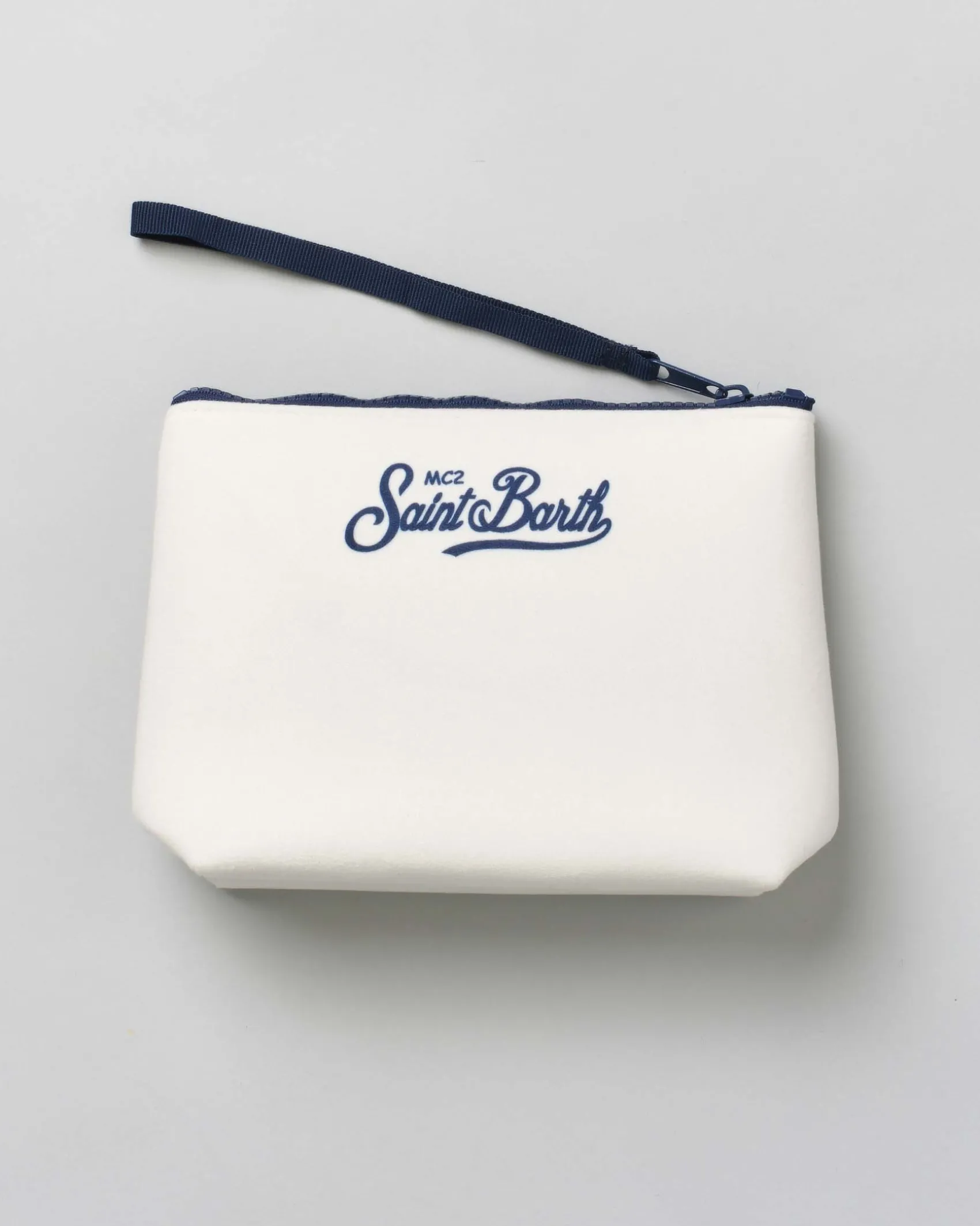 Pochette Aline bianca in tessuto effetto lana con stampa scritta Bollicine Ski Club
