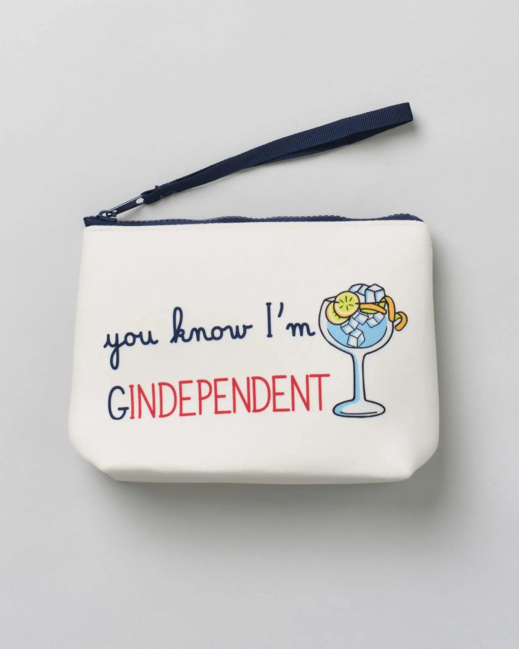 Pochette Aline bianca in tessuto effetto lana con grafica Gin