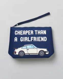 Pochette Aline blu in tessuto effetto lana con grafica Porsche