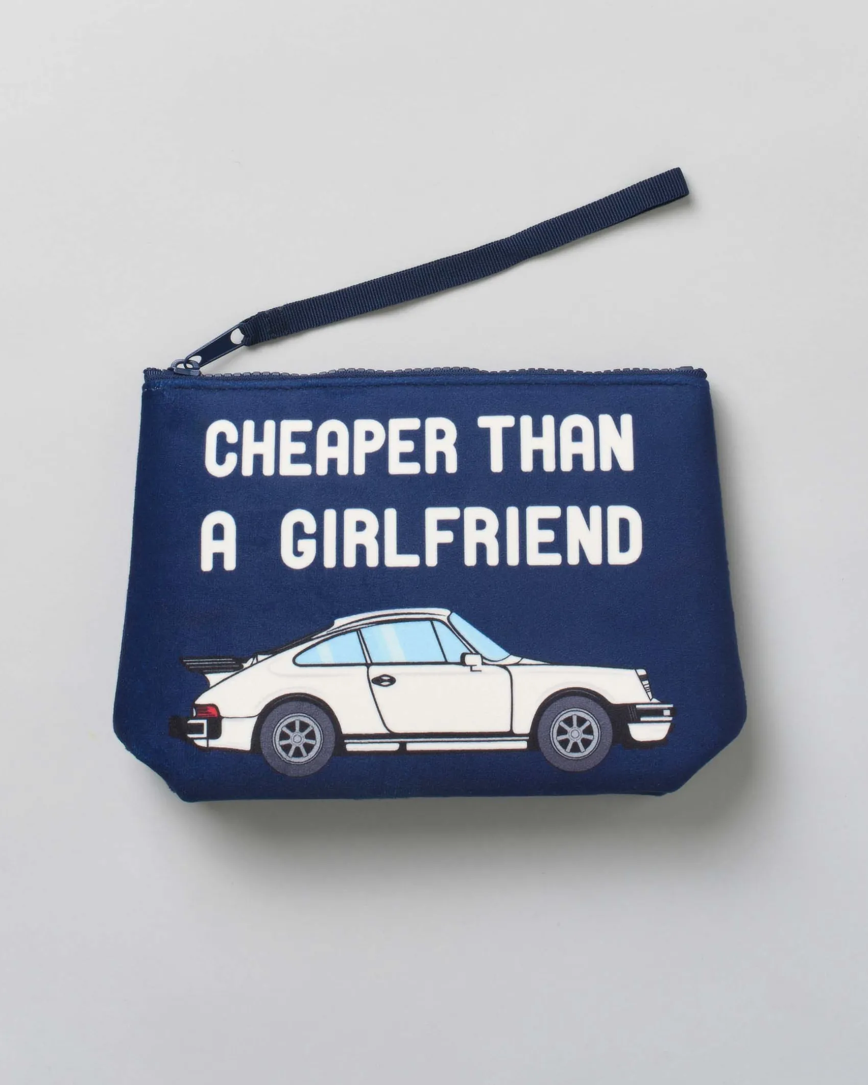 Pochette Aline blu in tessuto effetto lana con grafica Porsche