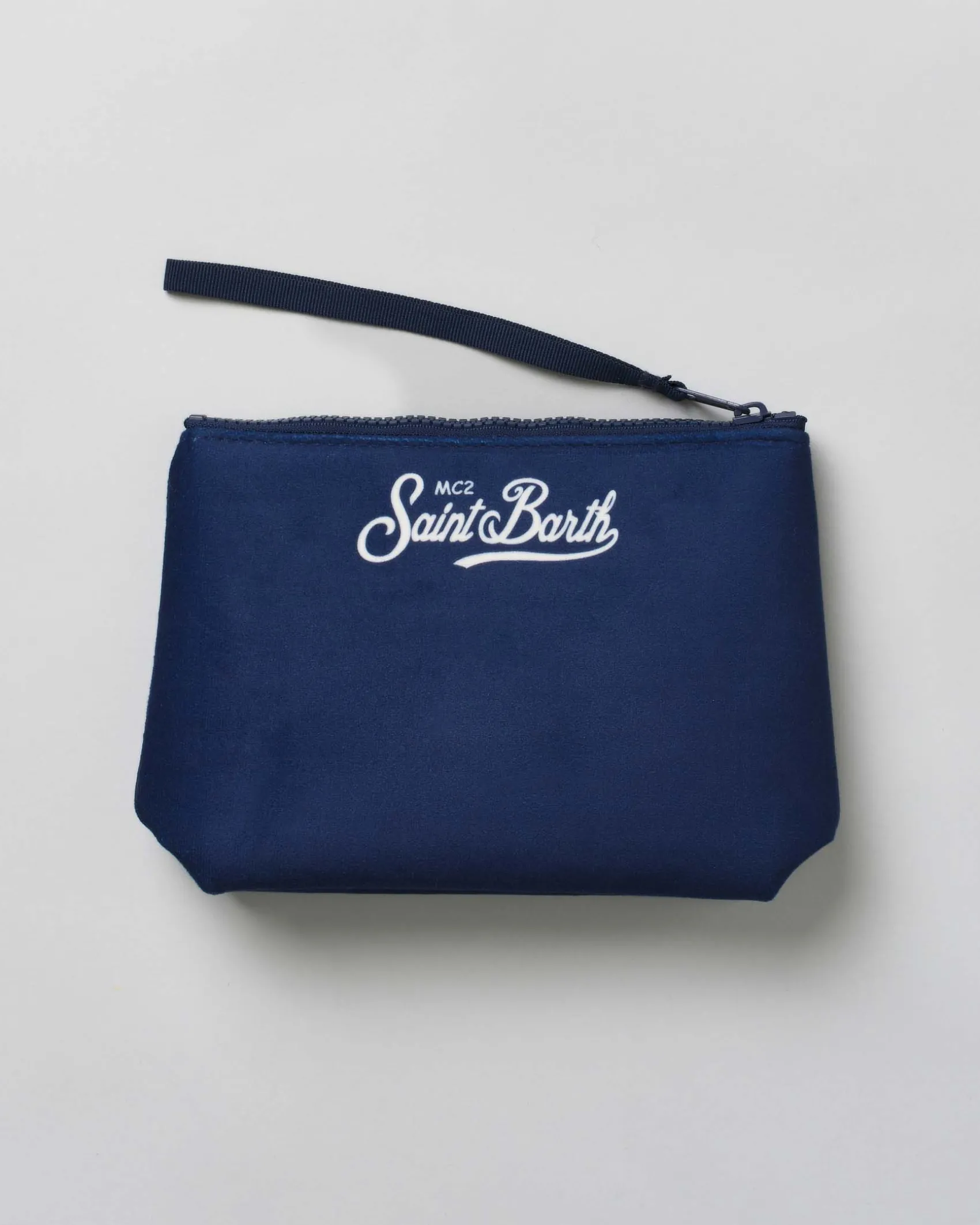 Pochette Aline blu in tessuto effetto lana con stampa grafica Gin Tonic