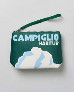 Pochette Aline verde militare in tessuto effetto lana con stampa grafica Campiglio