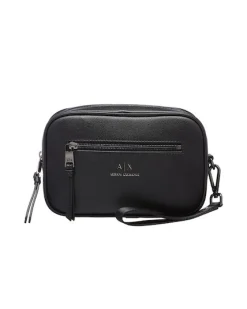 Pochette Armani Exchange nera in similpelle martellata