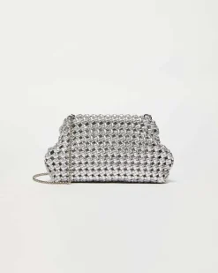 Pochette color argento Marella in similpelle intrecciata effetto laminato